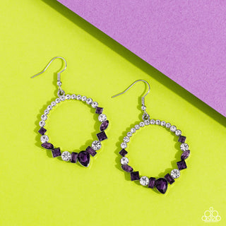 Revolutionary Refinement - Purple - Rhinestone Hoop Paparazzi Fishhook Earrings