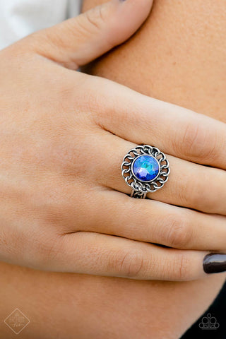 Round Table Runway - Blue - Circle UV Gem Paparazzi Dainty Ring