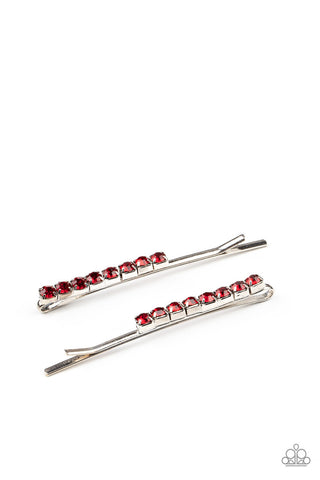 Satisfactory Sparkle Red Paparazzi Hair Pins