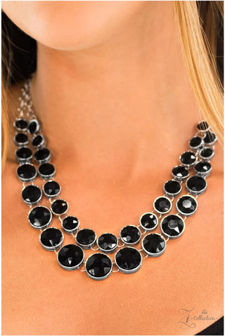 Iconic - 2017 Zi Collection - Black Faceted Bead Paparazzi Statement Necklace