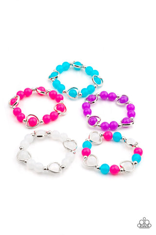 Kid's Starlet Shimmer Beaded Hearts Bracelet Set