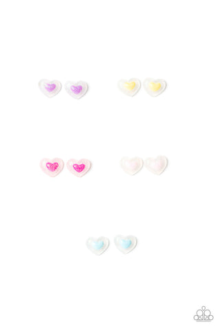 Kids' Starlet Shimmer Pastel Glitter Heart Stud Earrings