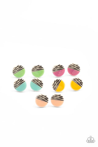 Kids' Starlet Shimmer Retro Striped Post Earrings Set