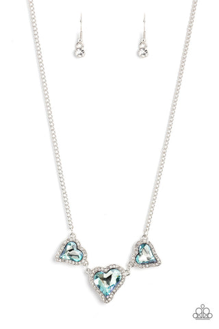 State of the HEART - Blue - Asymmetrical Gem Paparazzi Short Necklace