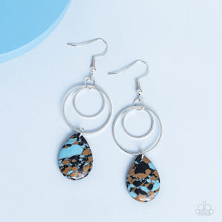 Terrazzo Tempo - Multi - Blue, Brown, Black Teardrop Stone Paparazzi Fishhook Earrings