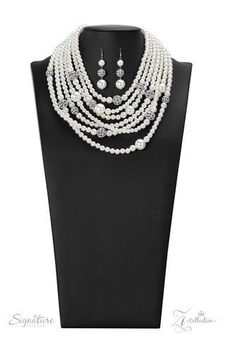 The Courtney - 2022 Zi Collection - Layered Pearl White Rhinestone Statement Paparazzi Necklace