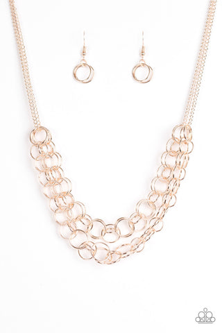 Circus Tent Tango Rose Gold Paparazzi Necklace