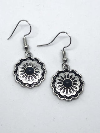 February 2019 Fashion Fix Exclusive Silver&  Black Flower Paparazzi Earrings