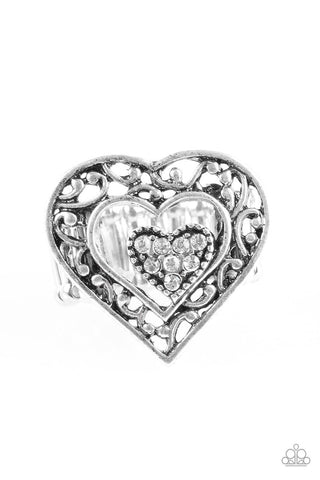 Find It In Your Heart White Paparazzi Ring