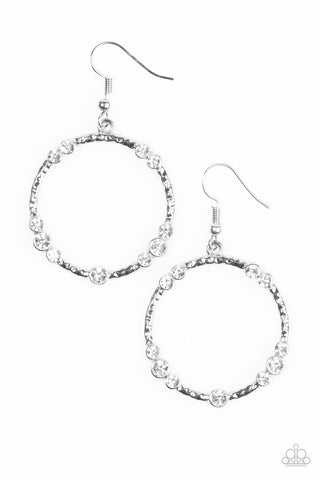 Glitter Gathering White Paparazzi Earrings