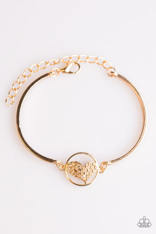 HEART Knock Life Gold Paparazzi Bracelet