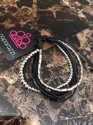 November Fashion Fix Exclusive Black Leather Urban Paparazzi Bracelet
