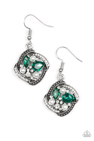 Prestigious Shimmer Green Paparazzi Earrings