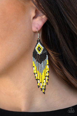 Wind Blown Wanderer Multi Yellow Paparazzi Earrings